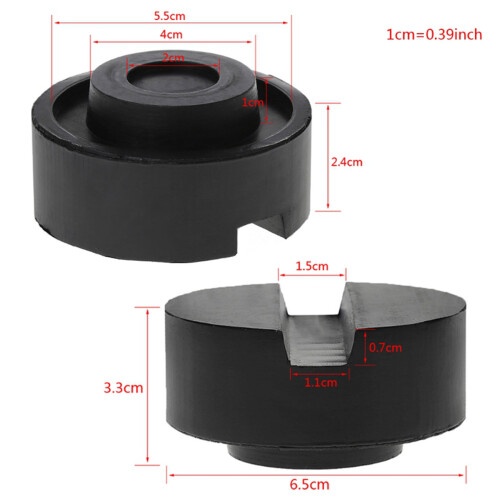2X Black Rubber Slotted Floor Jack Pad Frame Rail Adapter for Pinch Weld Side Pad 2