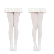 2X White Kids Girls Velvet Ballet Tights Dance Socks Microfiber Socks Professional Dance Leggings S