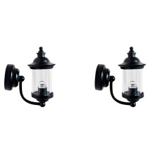2X 1/12 Scale Dollhouse Accessories Miniature LED Wall Sconce Lamp, Outdoor Lantern Black Wall Light,Battery Operated