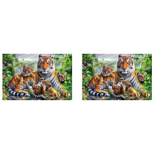2X Diamant Malen Kit DIY Kristalle Diamant Strass Gemälde Klebe Farbe Nach Anzahl Kits Kreuz Stich Stickerei Tiger