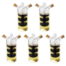 5X Frasco 2 em 1 Camada Dupla Molho ÓLeo Vinagre Frasco de Vidro Condimento Tempero Selado Armazenamento para Cozinha