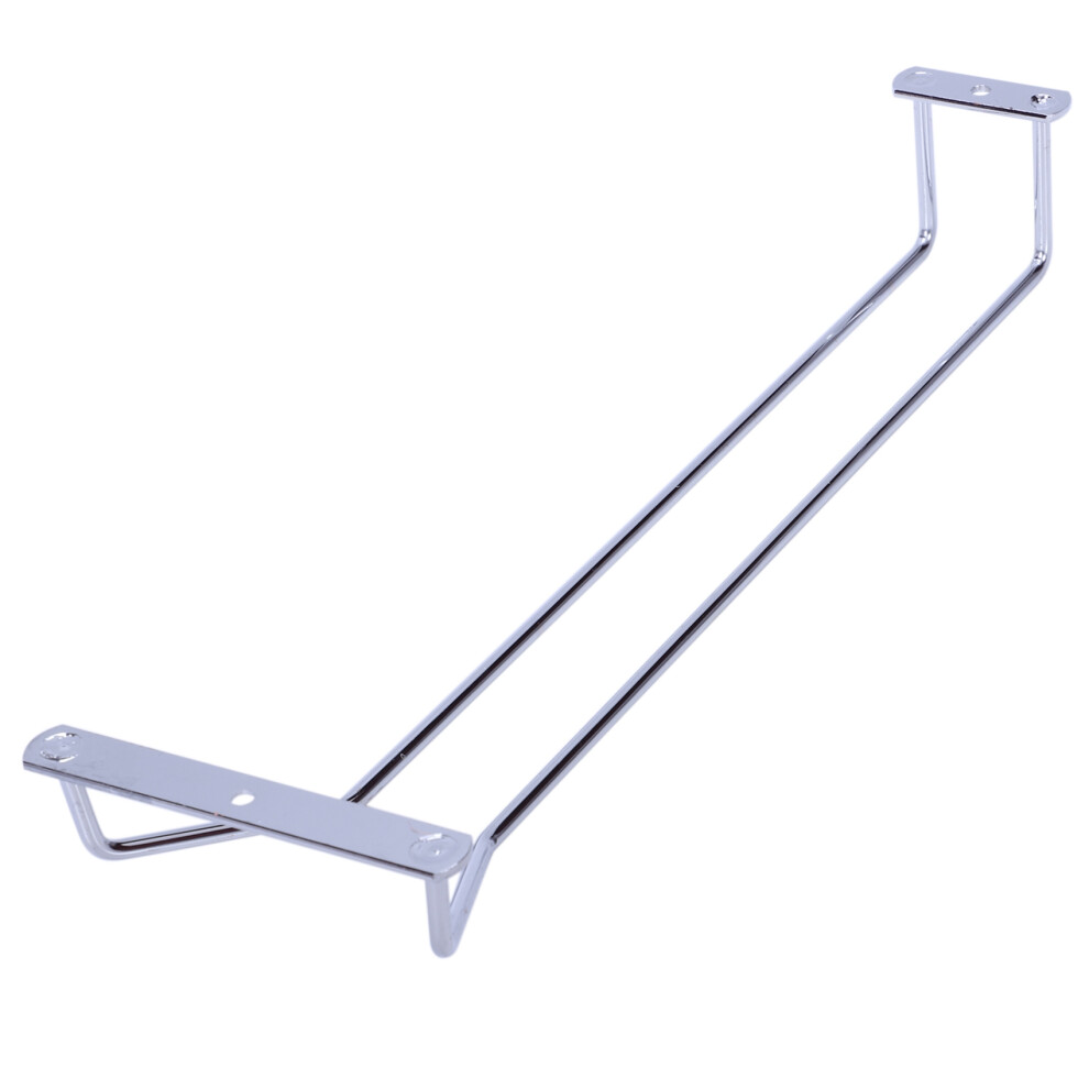 2X Glass Wine Champagne Cup Hangers Rack Holder With Screws (Silver) Silver