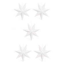 5X Hanging Paper 7 Pointed Star Lantern, Christmas Hanging Star Decorations for Christmas Wedding Birthday Decoration