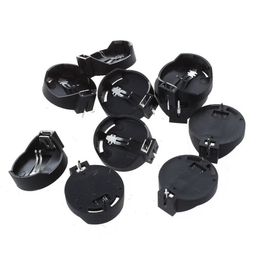 40pcs Black Round Button Battery Holder Case for CR2032 2016 2025 2