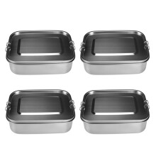 4X Stainless Steel Bento Box Lunch Container,3-Compartment Bento Lunch Box for Sandwich and Two Sides,1400 Ml