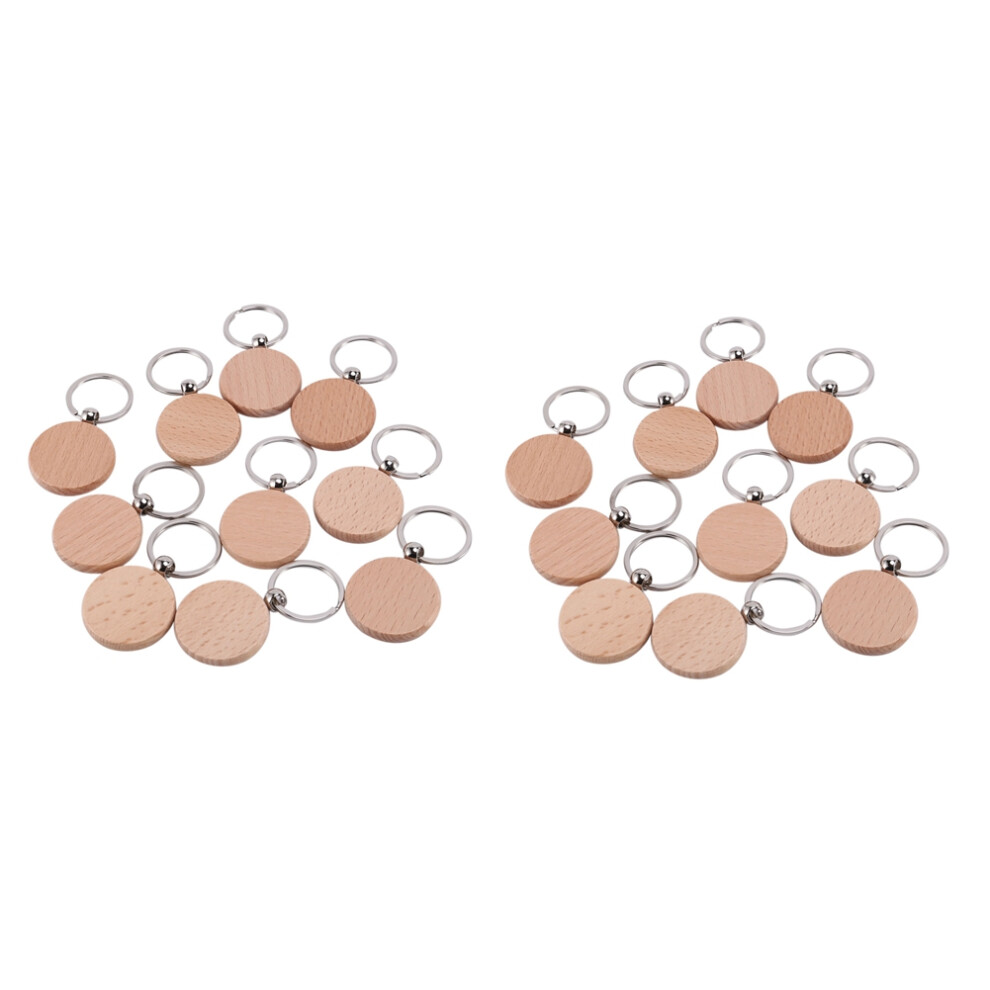 20Pcs Blank Round Wooden Key Chain Diy Wood Keychains Key Tags Can Engrave Diy Gifts 40X40mm 6032516084476
