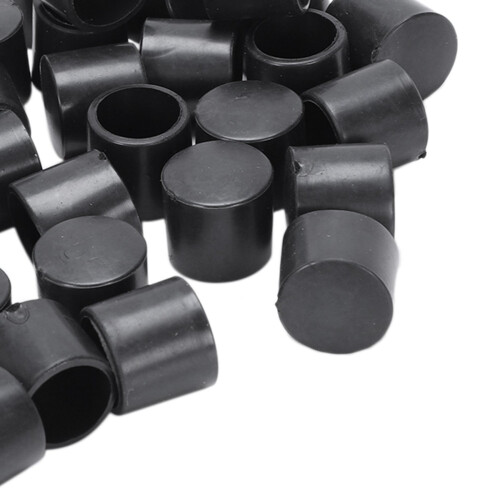100 Pcs Black Rubber PVC Flexible Round End Cap Round 12mm Foot Cover 1