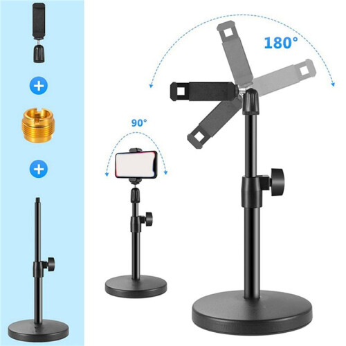 2X Suporte de Microfone de Mesa, com Clipe de Microfone, Suporte de Telefone Celular, Adaptador de Metal Macho de 5/8 Polegadas para FêMea de 3/8 2