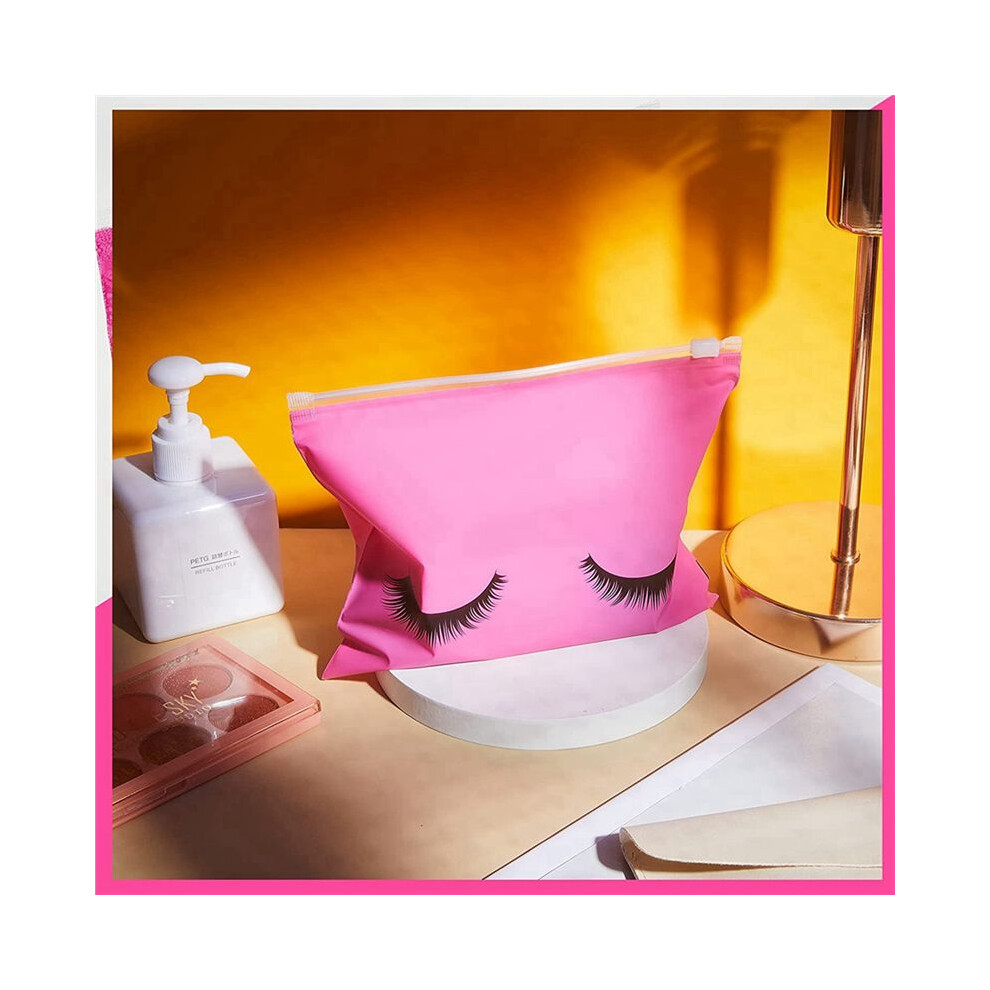 100 Pieces Eyelash Aftercare Bags Plastic Makeup Bags Toiletry Makeup Pouch Cosmetic Travel with Zipper S