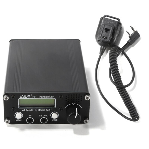 2X USDR USDX+ V2 8-Band SDR Transceiver  SSB QRP LCD with Display Speaker Microphone  Transceiver with EU Plug 2