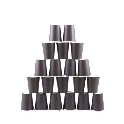 100 Paper Cups (9oz) - Plain Solid Colours Birthday Party Tableware Catering(Black) 2