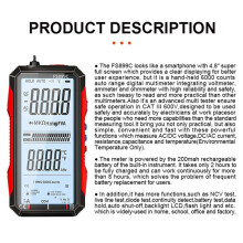 2X MultíMetro Digital 6000 Recuentos True AC/ AmperíMetro VoltíMetro Auto Temperatura Ohm Hz Capacitancia Diodo NCV Meter