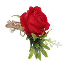 5er Set Kunststoff Boutonniere Hochzeit Rot
