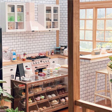 2X 1/6 or 1/12 Scale Miniature Dollhouse Tile Sticker OB11 Doll House Wall Paper Furniture Decoration,Rectangle White