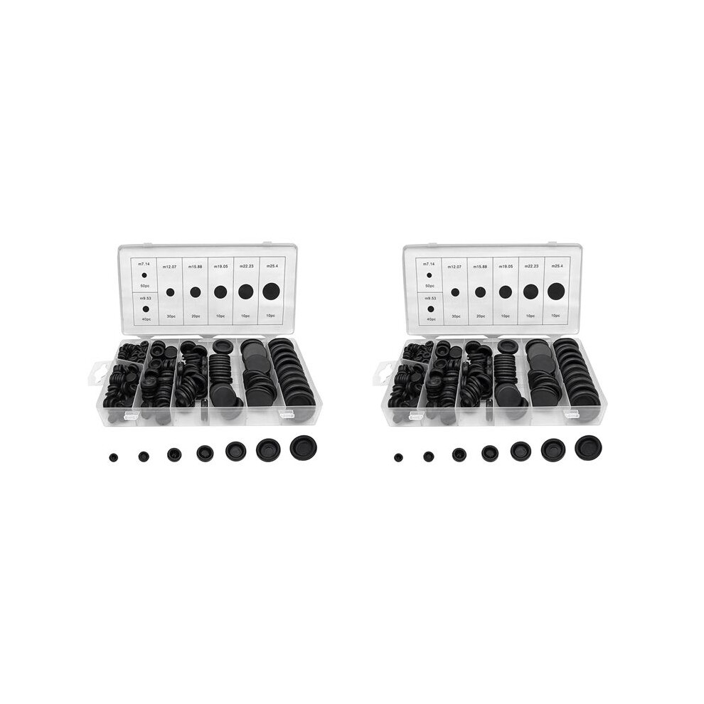 340Pcs 7 Sizes Rubber Grommet Assortment Kit, Firewall Hole Plug Set Electrical Wire Gasket Solid Hole Plugs Set 6032211539684