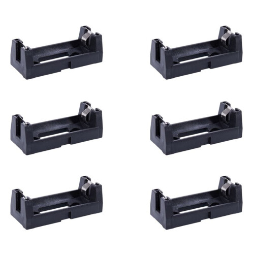 6X Plastic Shell 3V CR123A Button Cell Battery Sockets Holder Case Black