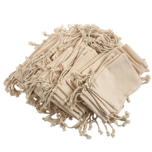 200 Pcs Small  Cotton Drawstring Bags 10X15 cm 1