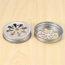 32Pcs Regular Mouth Can Jar Lid Rust Proof Daisy Cut with Straw Hole Hollow Flower Cover for ,Canning Jars,Etc