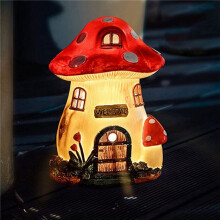 2X Casa Dei Funghi Lampada Solare Resina Artigianato Giardinaggio Giardino Miniatura Fata Paesaggio Decorazione Della Casa Ornamento