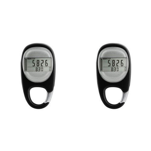 2X Pedometer for Walking, Portable Walking Pedometer 3D Step Counter, Simple Electronic Steps Tracker with Carabiner
