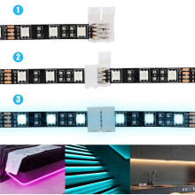 100 Packs 4-Pin RGB LED Light Strip Connectors 8mm Gapless Solderless Adapter Terminal Extension for SMD 3528 LED Strip