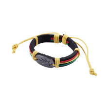 5X Rasta Jamaica Reggae Leather Bracelet
