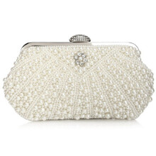 2X Women Pearl Clutch Bags Evening Bag Purse Handbag for Wedding Chain Bag for Dinner Party