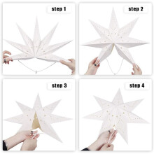 2X Hanging Paper 7 Pointed Star Lantern, Christmas Hanging Star Decorations for Christmas Wedding Birthday Decoration