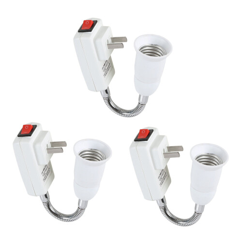 3X E27 Socket Adapter with /Off  to US Plug,Flexible Extension Lamp Bulb Holder Converter 1