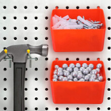 16 Pieces Pegboard Bins Kit Pegboard Parts Storage Pegboard Accessories Workbench Bins for Organizing Hardware(Red)