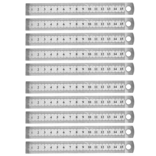 10pcs 15cm 6 Inch Stainless Metal Ruler Measuring Tool