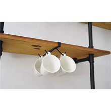2X Cup Hook Under Cabinet with 4 Hooks Coffee Mug Rack Holder Nail Free Hanger Kitchen Hanging Storage Rack