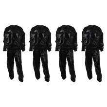 4X Heavy Duty Fitness Weight Loss Sweat Sauna Suit Exercise Gym Anti-Rip Black XXXL