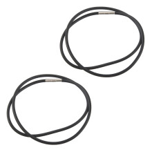 2X 3mm Black Rubber Cord Necklace with Stainless Steel Closure - 18 Inch