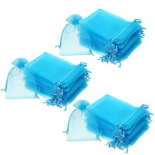 150 Pieces 4 By 6 Inch Organza Gift Bags Drawstring Jewelry Pouches Wedding Party Favor Bags (Aqua )