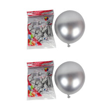 100Pcs 10 Inch Metallic Latex Balloons Thick Chrome Glossy Metal Pearl Balloon Globos for Party Decor - Silver