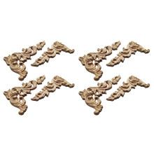 8 PièCes Bois Sculpté Coin Onlay Applique Non Peint Cadre Placard Armoire Décalcomanie pour la Décoration de Meubles de Maison A