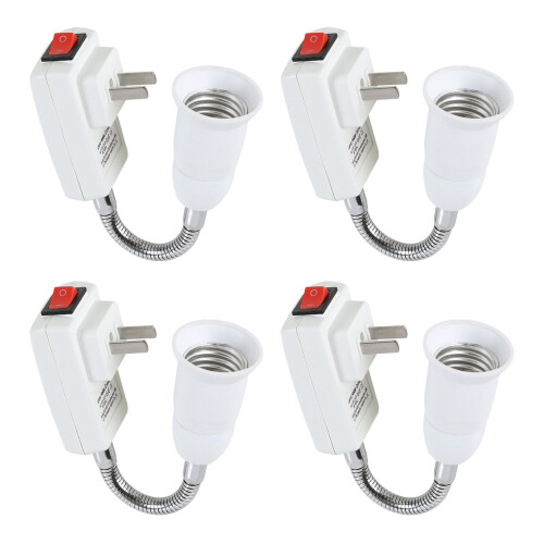 4X E27 Socket Adapter with /Off  to US Plug,Flexible Extension Lamp Bulb Holder Converter