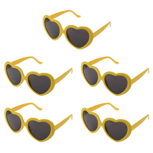 5X Moda Divertida Verano Forma de Corazon de Amor Gafas de  Amarillo