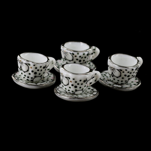 2X Porcelain Tea Set Eating Utensils 15Pzs Daisy Pattern 2