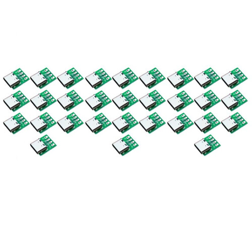 30 PCS TYPE-C USB3.1 16 Pin Female to 2.54mm Type C Connector 16P Adapter Test PCB Board Plate Socket for Data Transfer