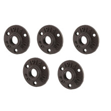 5pcs 1/2 Inch Black Cast Iron Pipe Fittings Floor Flange BSP Threaded