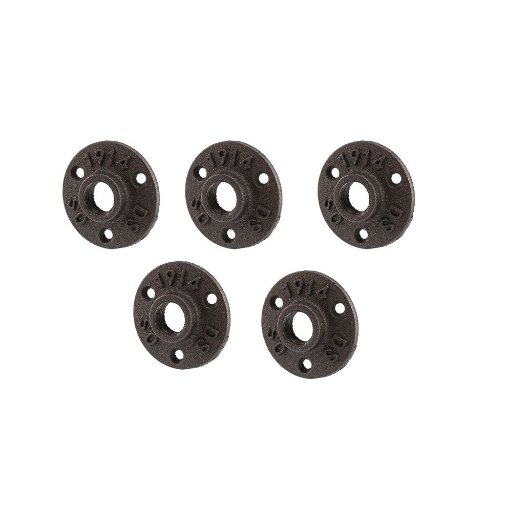 5Pcs 1/2 Inch Black Cast Iron Pipe Fittings Floor Flange Bsp Threaded 4712931371215