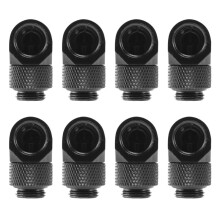 8pcs 12.9Mm G1/4 Thread 90 Degree Rotary Tube Connector Fitting for Pc Water Cooling Black