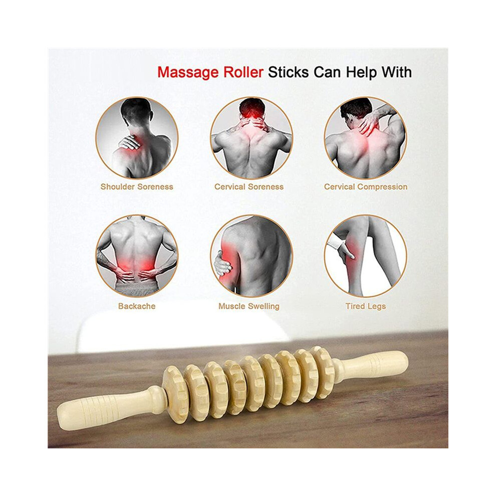 24 Rollers Wooden Massager Curved Exercise Roller Sticks Full Body Wood Therapy Massage Tools Muscle Pain Release