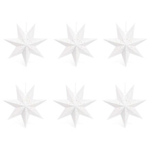 6X Hanging Paper 7 Pointed Star Lantern, Christmas Hanging Star Decorations for Christmas Wedding Birthday Decoration