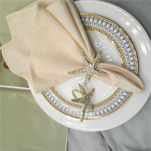 48 Pack Crystal Starfish Napkin Rings,Rhinestone Napkin Ring Napkin Holders for Wedding Party, Beach Table Decor