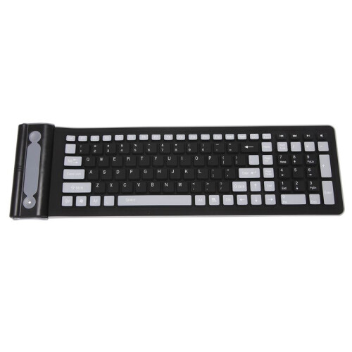 4X Portable  Flexible Roll  Water Resistant Washable Soft Silicone Wireless Keyboard with USB Receiver 2