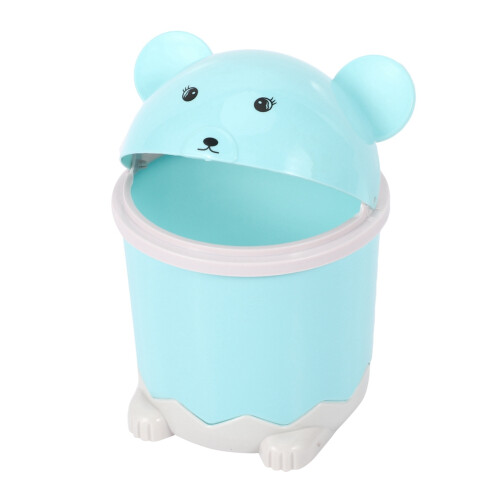 2X  Cute Desktop Trash Desktop with Lid Small Paper Basket  Flip Plastic Trash Can 1