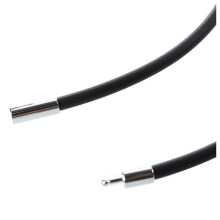 3X 3mm Black Rubber Cord Necklace with Stainless Steel Closure - 24 Inch